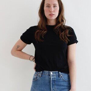 Re/Done Rolled Sleeve Tee Black M